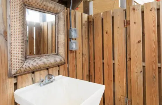 Modern Vanity: Combine functionality and sophistication with our basin and mirror setup.