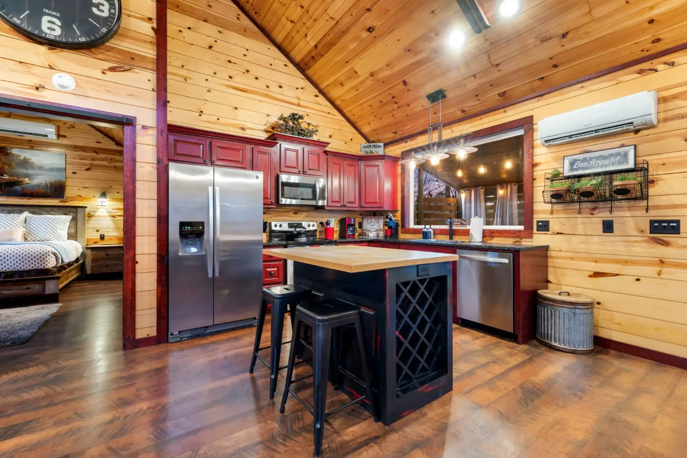 Rustic charm meets modern comfort in this inviting kitchen space