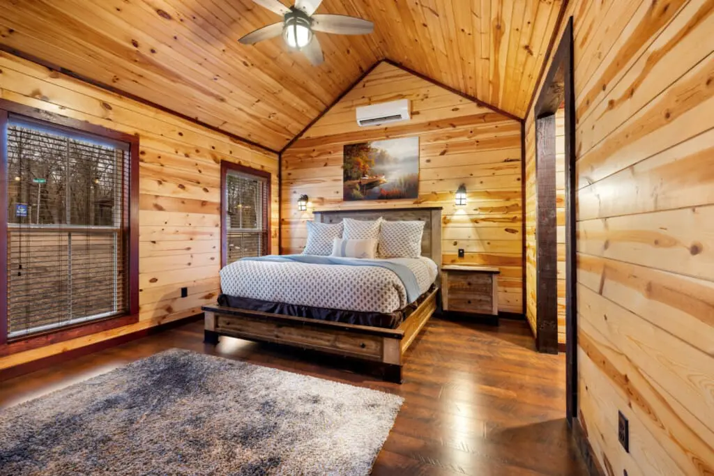 Spacious king bedroom designed for comfort and relaxation after a day of adventure