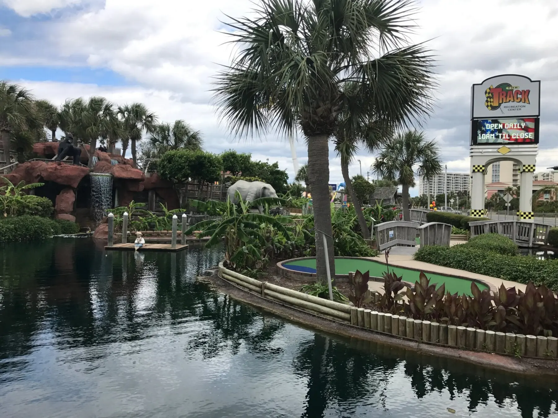 sign and mini golf course