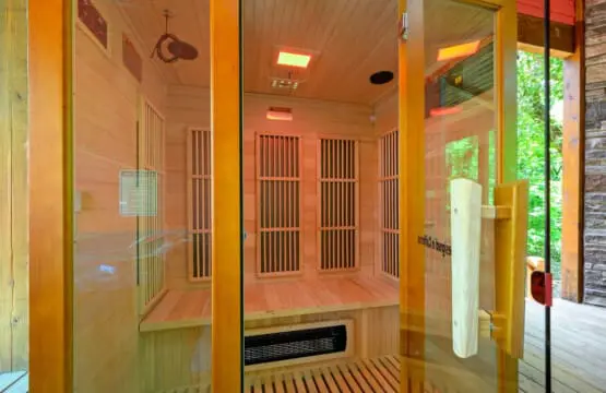 Step into these infrared saunas and let the deep heat work its magic while you're surrounded by that warm wood and forest vibes—basically your own private spa situation tucked right into the property.