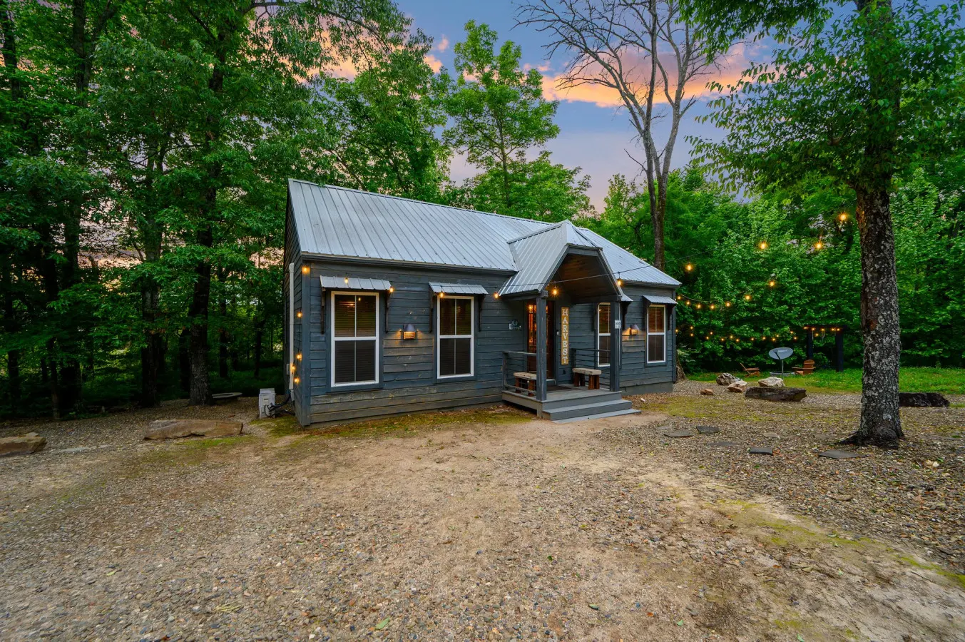 Welcome to your cozy escape, featuring the charming front view of the cabin inviting you to relax and unwind
