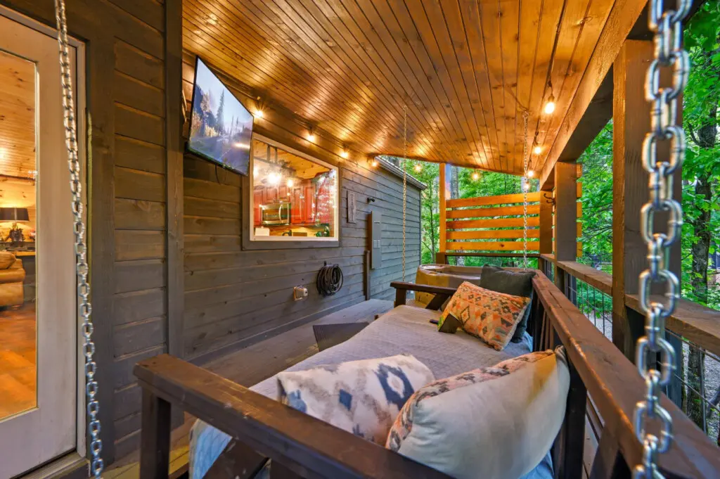 Relax, unwind, and let the gentle sway of the swinging sofa make every moment feel lighter