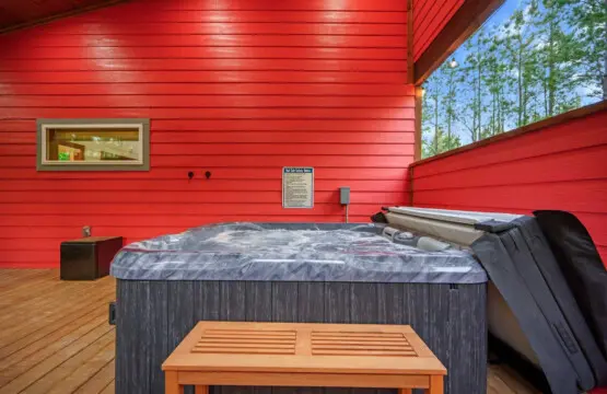 Dip into that hot tub right on the deck and you've got the perfect combo of bubbling warmth and fresh forest air—basically the easiest way to transition from "need a vacation" to "don't want to leave."