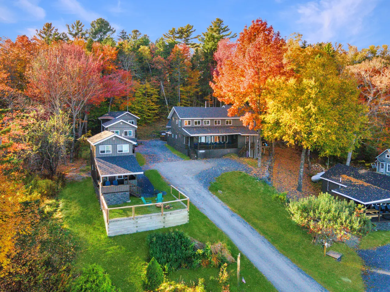 Fall foliage framing our cozy retreat perfectly.