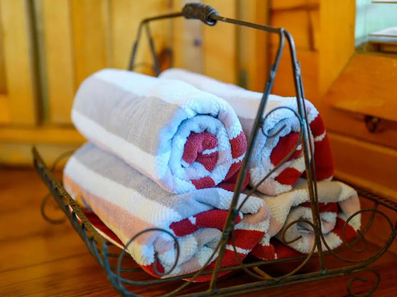 Cozy heated towel rack in the master bath keeps your linens warm and toasty.