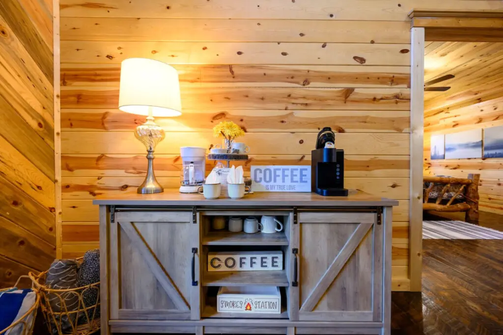 Sipping coffee with a forest view