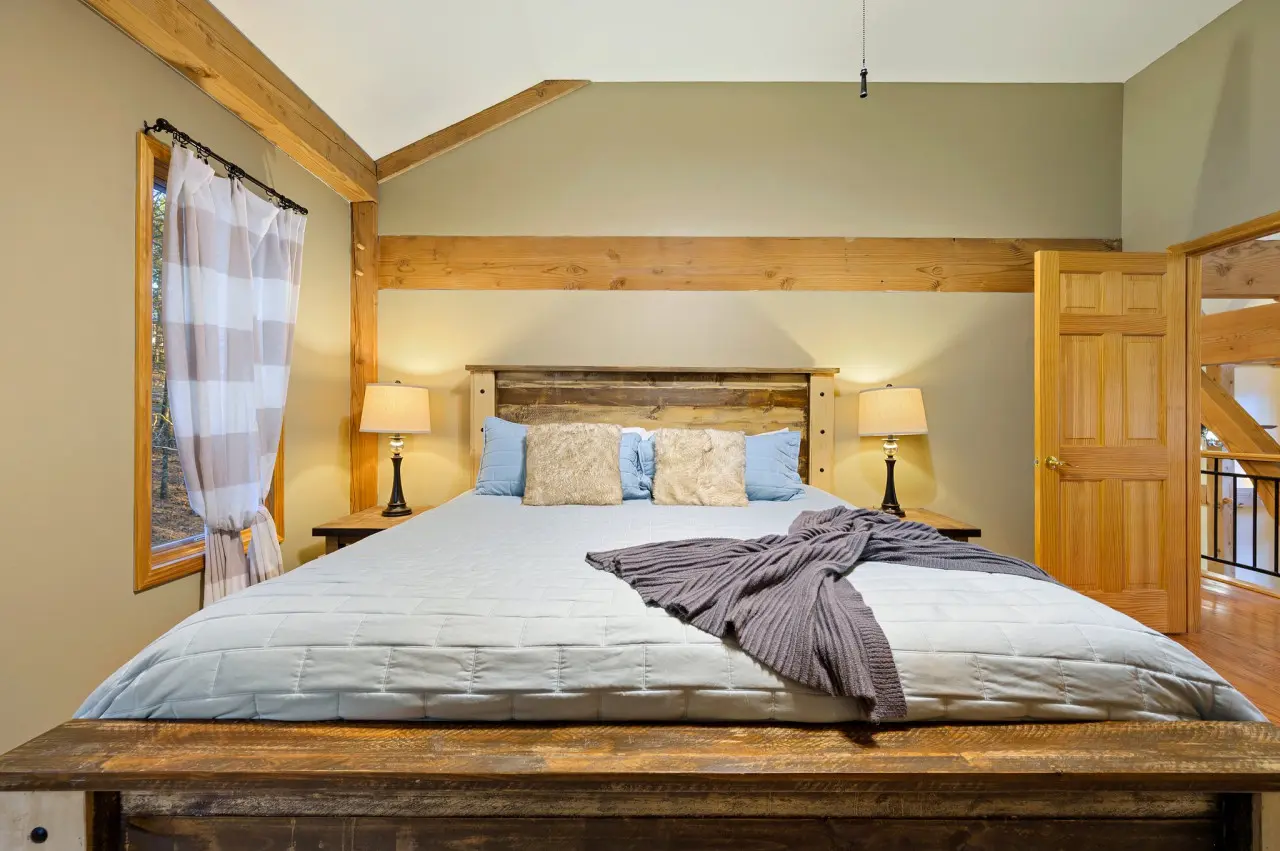 Find serenity in our bedroom, where soft linens and warm woods create a peaceful oasis away from the hustle and bustle of everyday life.