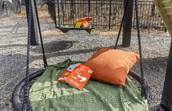 The kids can swing and read out here while you actually get a quiet moment to yourself.