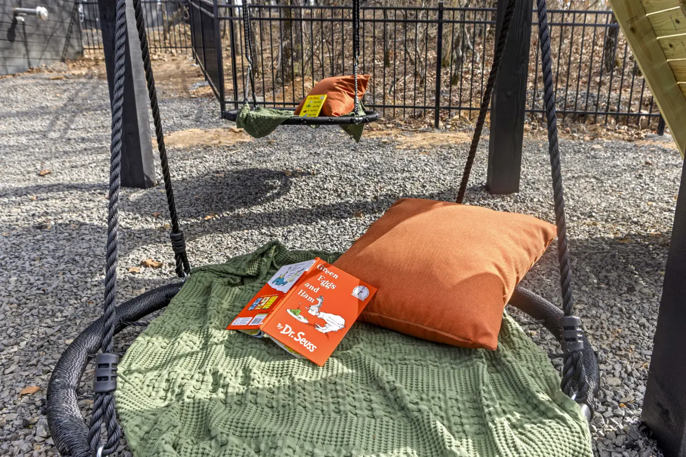 The kids can swing and read out here while you actually get a quiet moment to yourself.