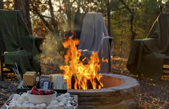 S'mores station is fully stocked and the fire pit's going—this is what evenings at Eagle's Vista look like.