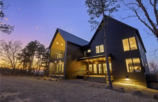 Eagle's Vista looks pretty stunning at dusk with all those windows glowing and the pines silhouetted against that sunset.