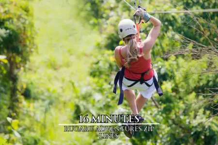 Rugaru Adventures zip lines are just 16 minutes away if your crew is up for some treetop thrills.