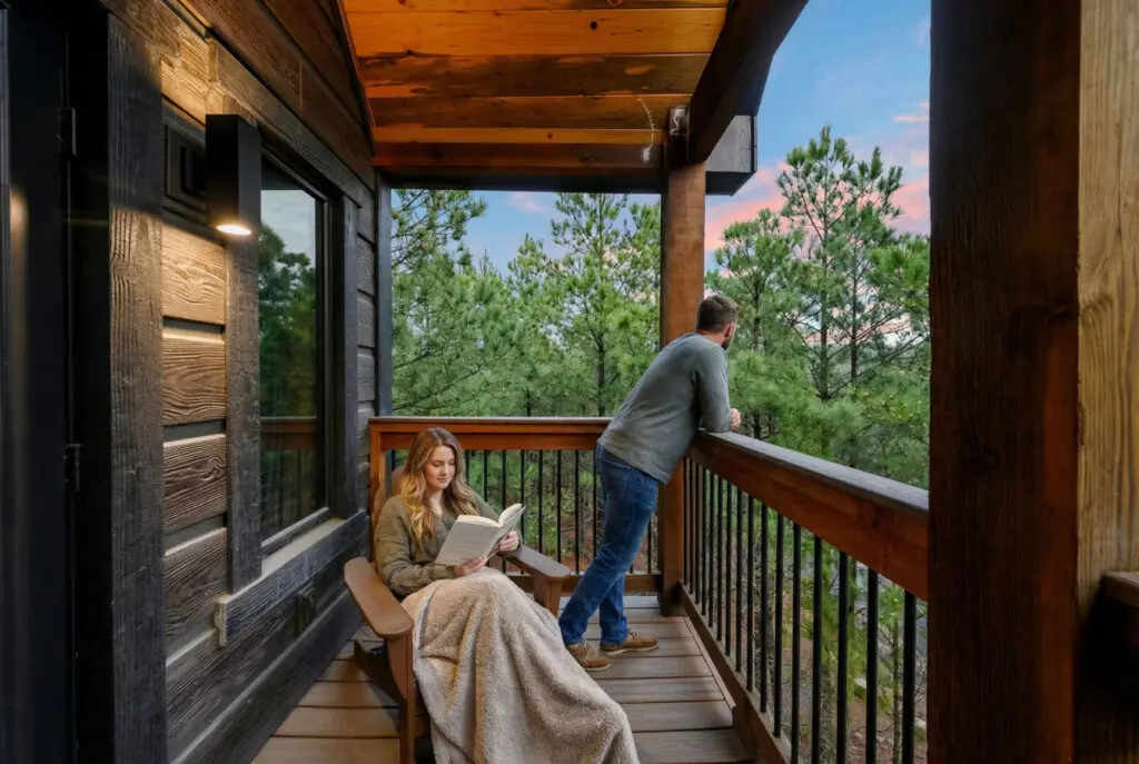 Wake up to forest views from your private deck—perfect for morning coffee and fresh mountain air.
