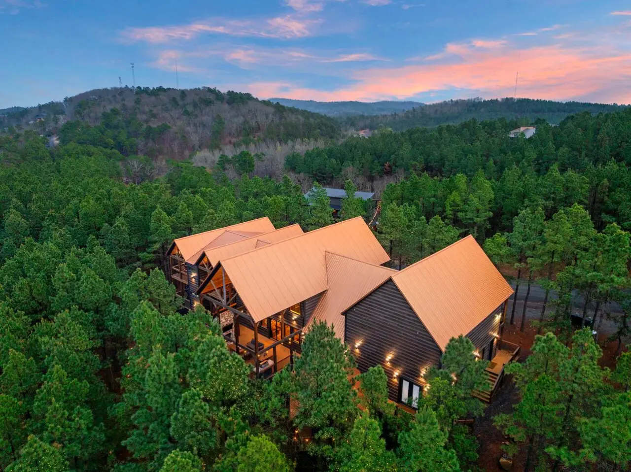 Stunning modern cabin nestled in the pines with breathtaking mountain views and enough space for the whole crew.
