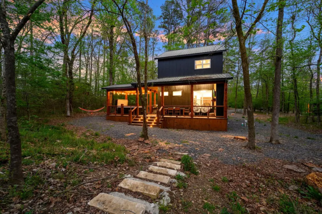 The well-equipped kitchen makes meal prep a breeze in your serene retreat.