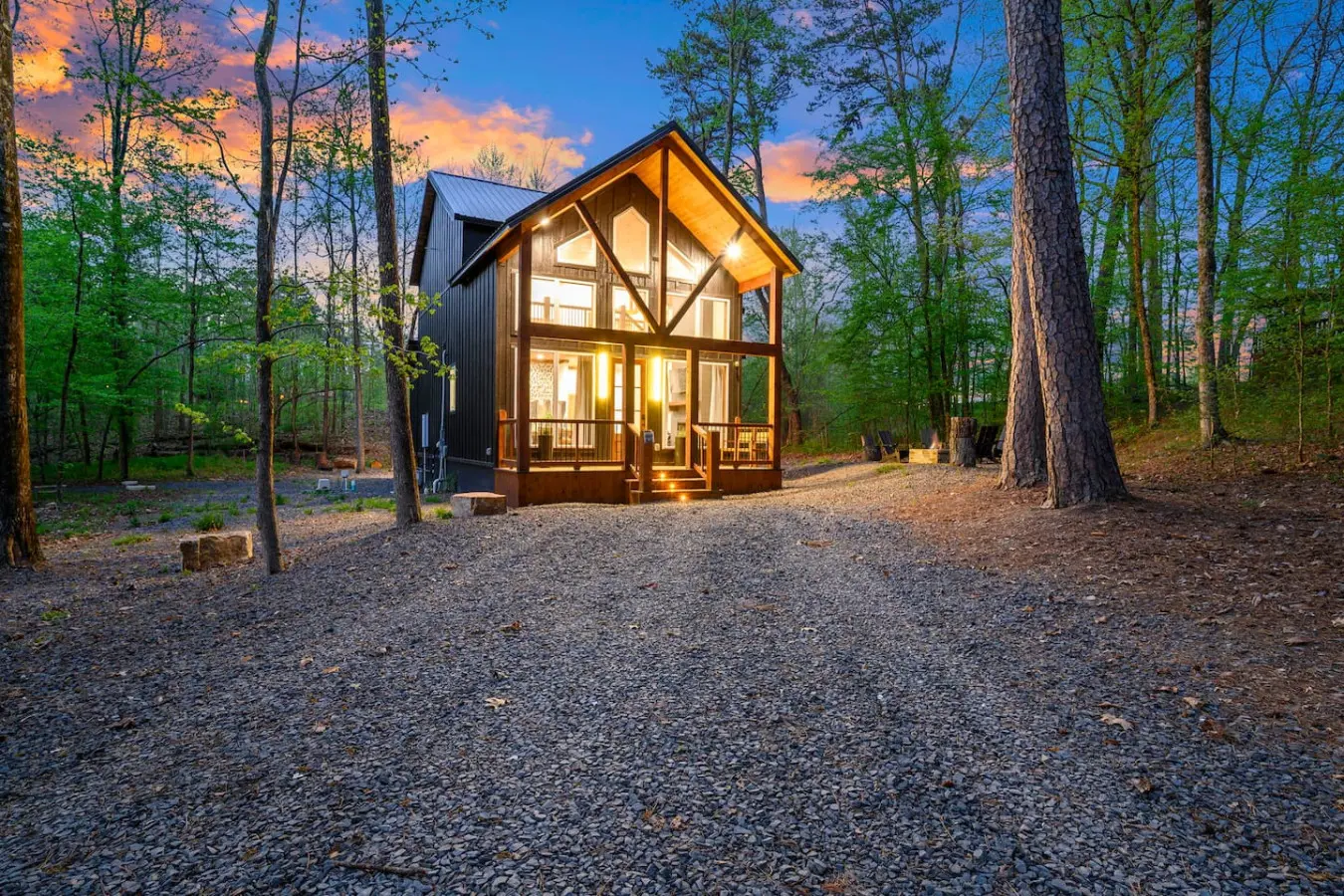 The well-equipped kitchen makes meal prep a breeze in your serene retreat.