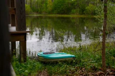 The modern bathroom features a spacious shower and elegant finishes.