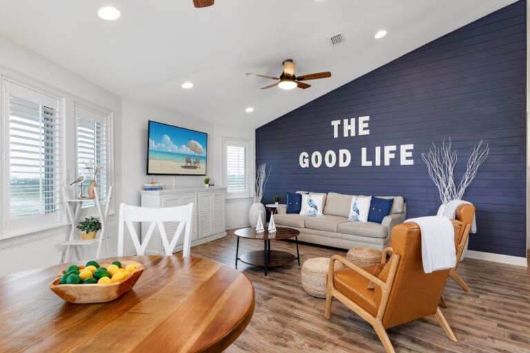 Live the good life in our cabin's living room
