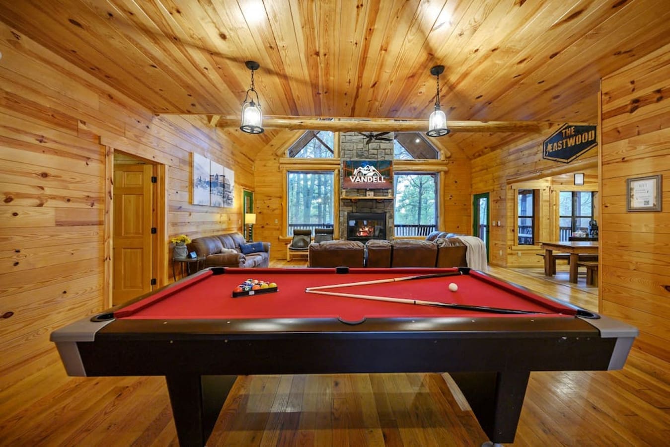 Enjoy a round of pool with your friends and family on this newly added pool table, right in the center of all the action.