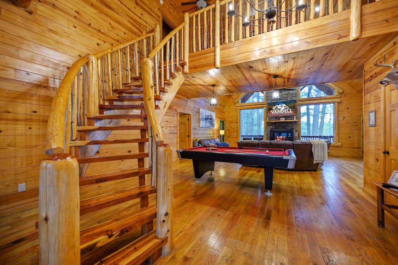 Rustic wood stairs with natural charm.