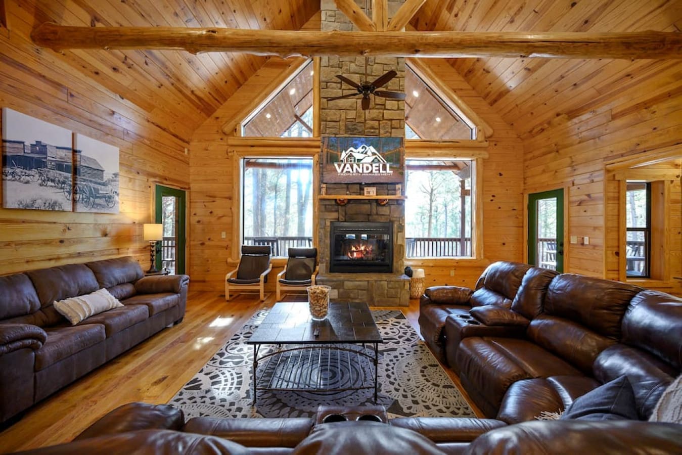 Gather around the fire in the evening with your loved ones. Put a movie on, grab a blanket, and cuddle up on the sectional together.