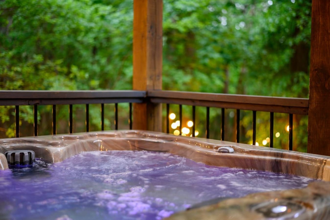 Bubbles, bliss, and breathtaking scenery: Welcome to our cabin hot tub.