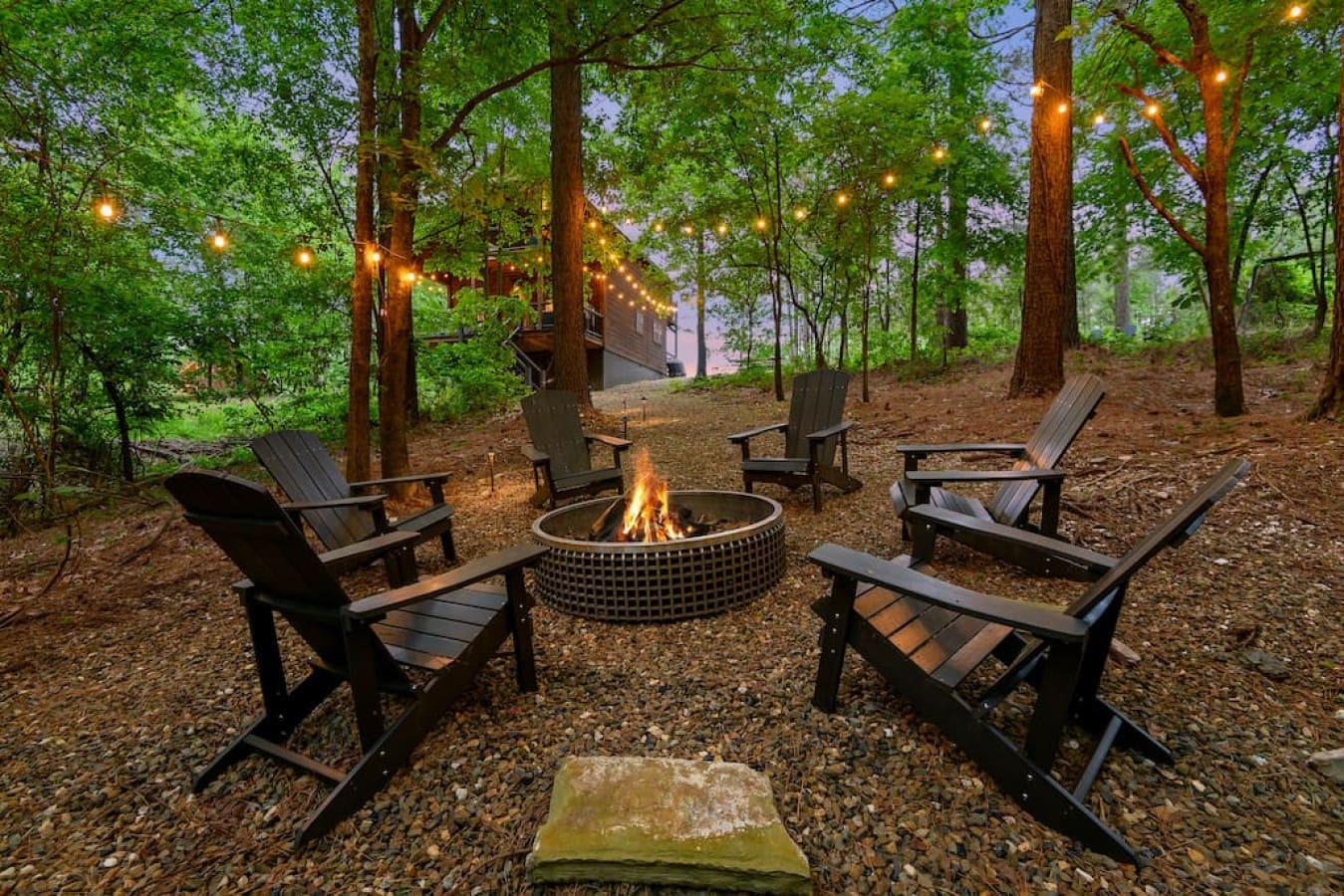 Embrace the warmth of the firepit and the warmth of friendship in this cabin retreat