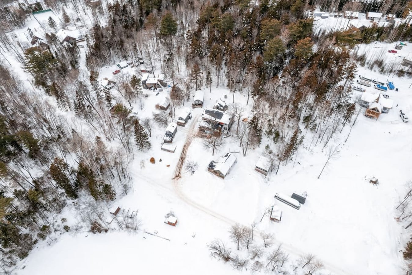 Capturing the serenity of our cabin surrounded by a pristine white landscape.