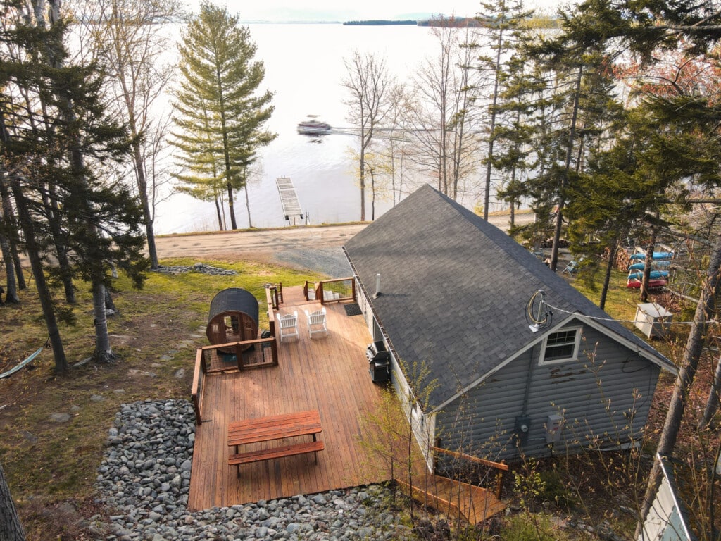 Kayaks, a dock, and a glittering lake view are all waiting just off the back deck.