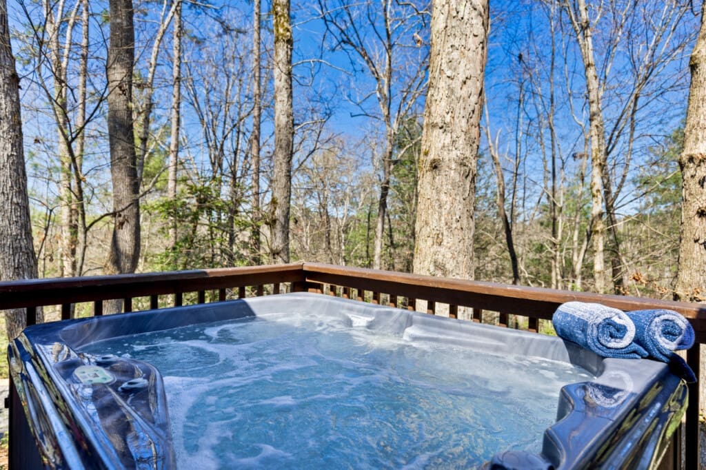 Sink into serenity: our hot tub is the ultimate retreat for relaxation.