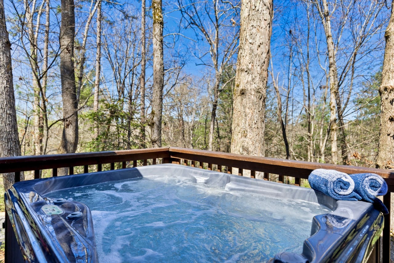 Sink into serenity: our hot tub is the ultimate retreat for relaxation.