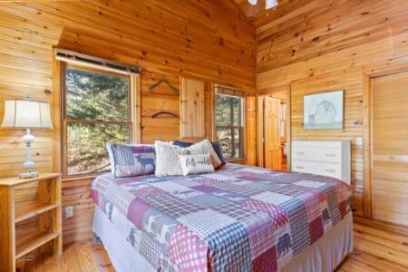 Escape to a world of tranquility, enveloped by the rustic allure of wood.