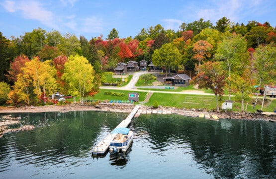 The dock reaches out, the boat waits, and the cabin welcomes.