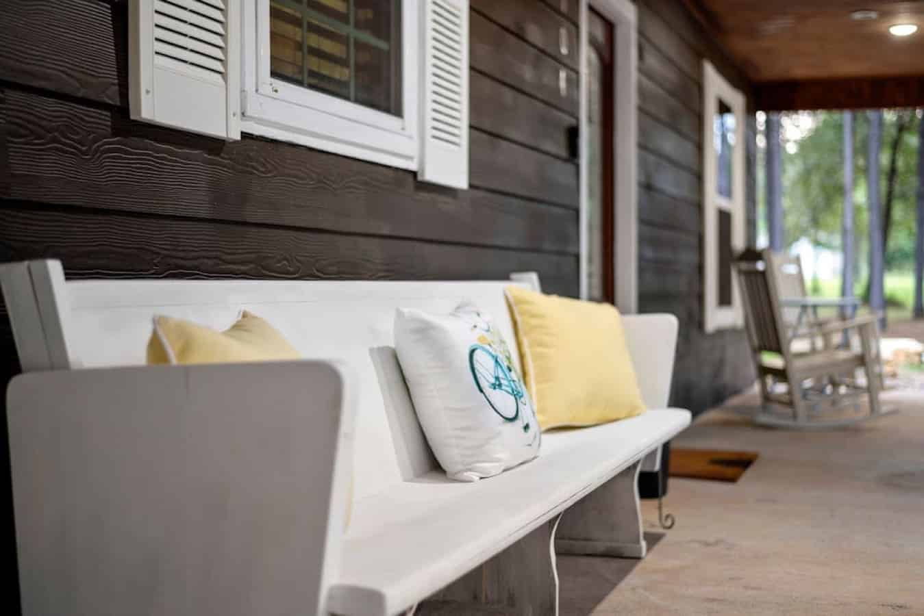 Makin Time's comfortable chairs in the patio.