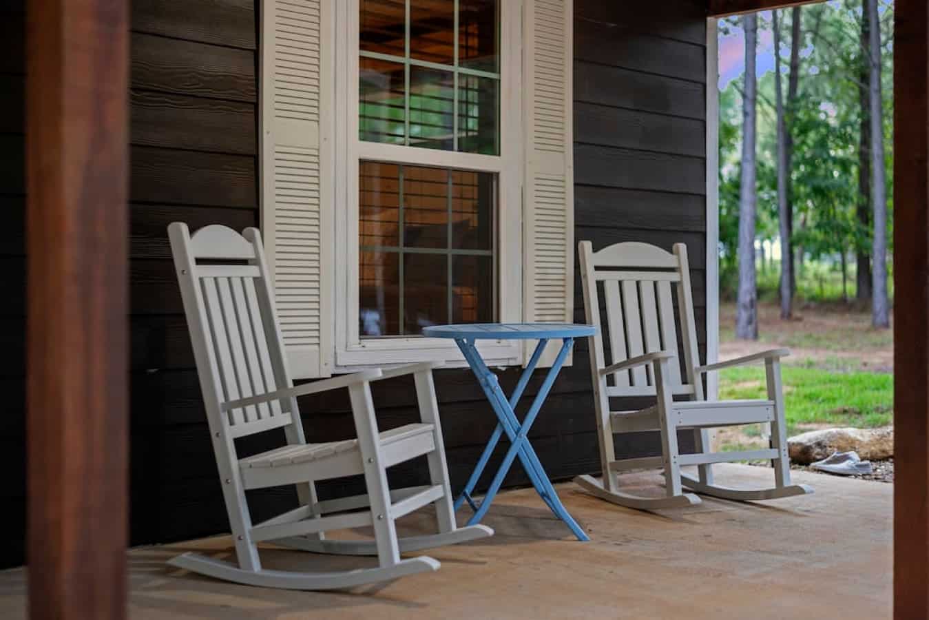 Indulge in the outdoor scenery while relaxing in our rocking chairs.