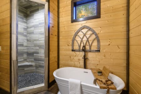 A serene soak in our pristine white tub.