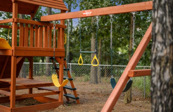 Have fun on the swings.