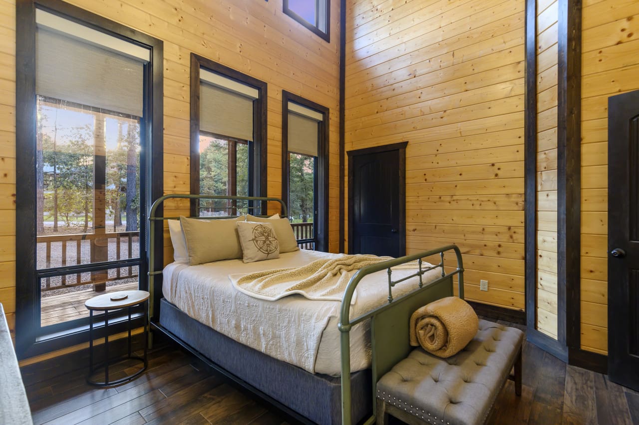 Cozy nights under the cabin's rustic roof.