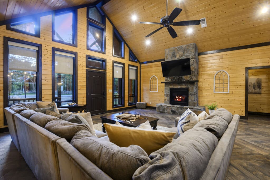Cozy nights by the fire in our inviting living room.