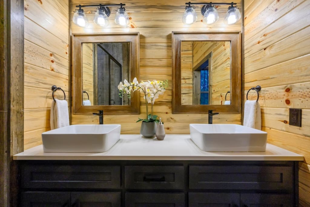 Efficiency meets elegance in our dual sink setup.