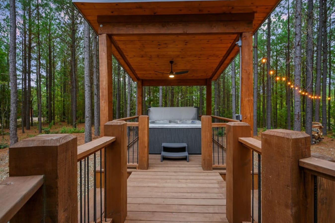 Path to the outdoor hot tub.