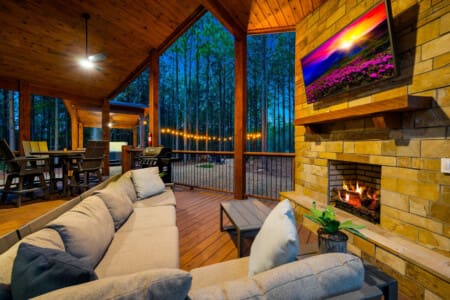 Our relaxing outdoor fireplace.