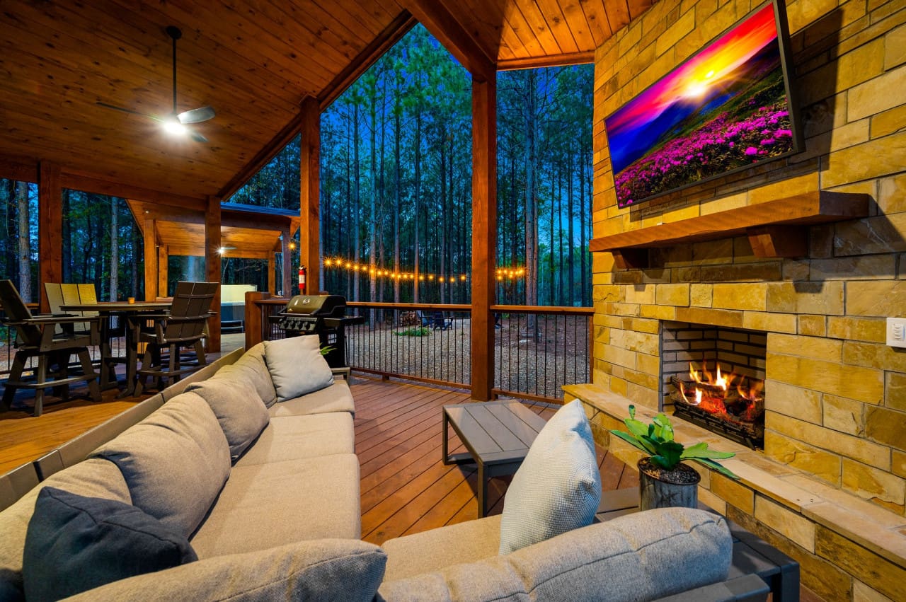 Our relaxing outdoor fireplace.