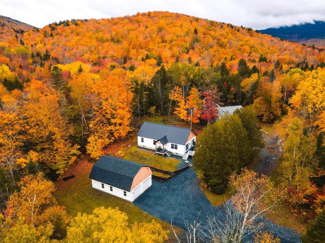 A solitary cabin, cradled by the landscape.
