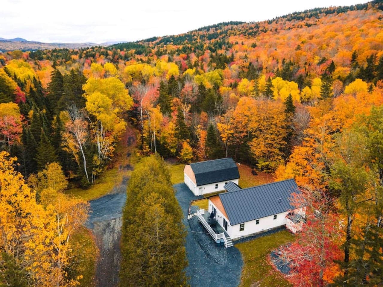 From above, a tranquil haven among trees.