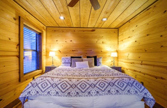 Daydream Chalet bedroom Rustic retreat for dreams.