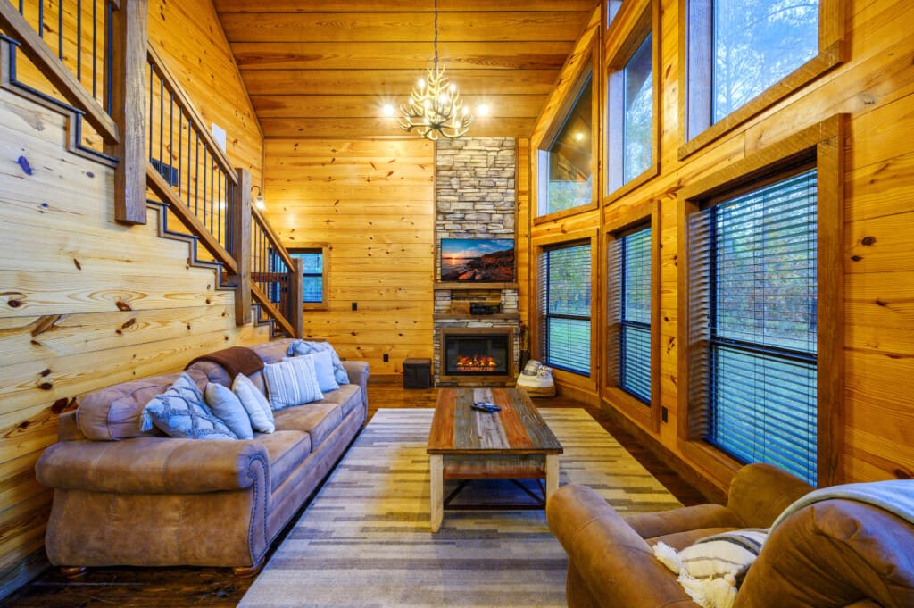 Daydream Chalet Downstairs den of comfort and charm.