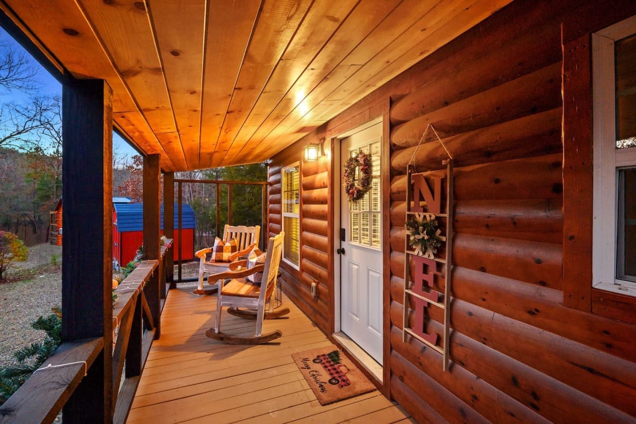 Experience the allure of cabin living elevated to new heights. This thoughtfully designed haven boasts a private balcony, where the symphony of birdsong and the crisp mountain air beckon you to unwind and connect with nature.
