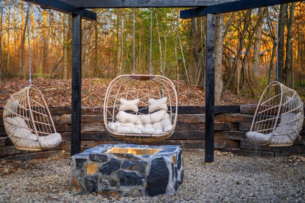 The creak of the swing, the rustle of leaves, and the whisper of the wind – all harmonizing in perfect cabin symphony.